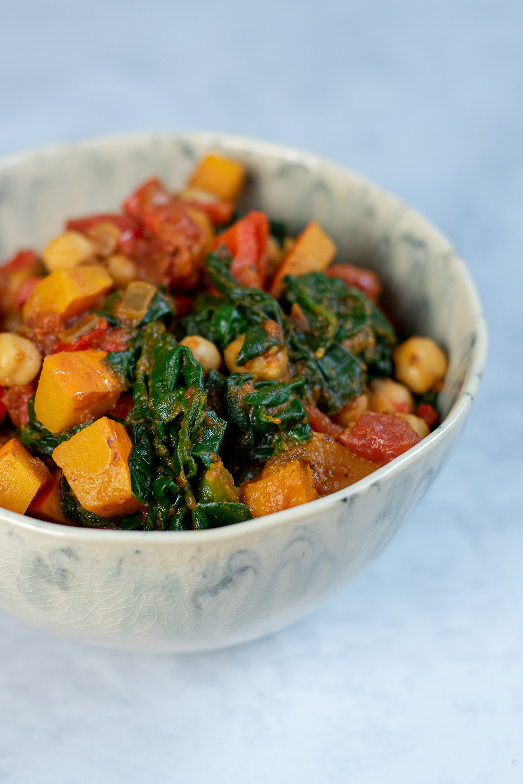 Herbstliches Kürbis Curry mit Spinat und Kichererbsen03