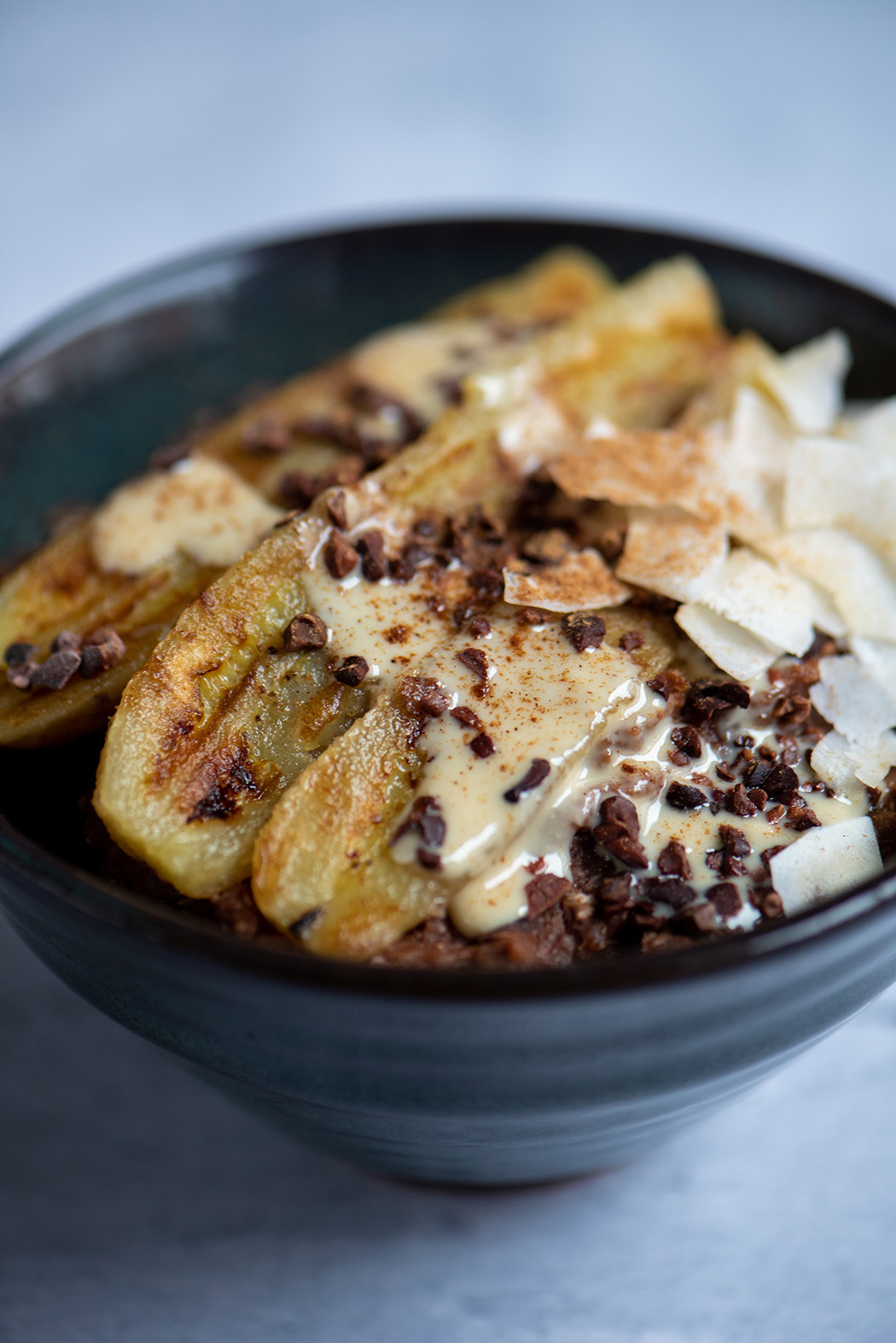 Schoko Buchweizen Porridge mit gebratener Banane02