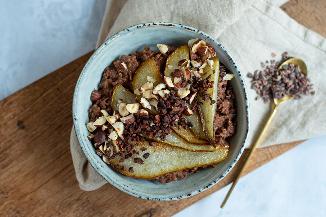 Schoko Buchweizen Porridge mit Birne01