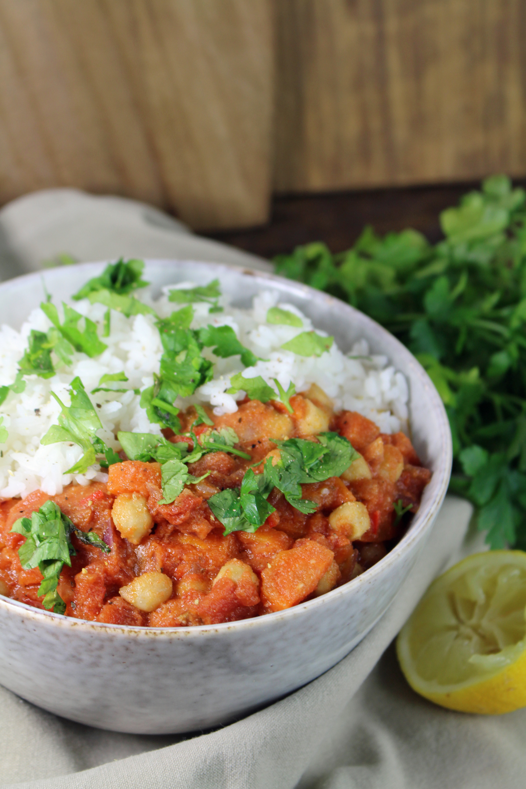 Kichererbsen mit Curry » indisch-würziges Reisgericht