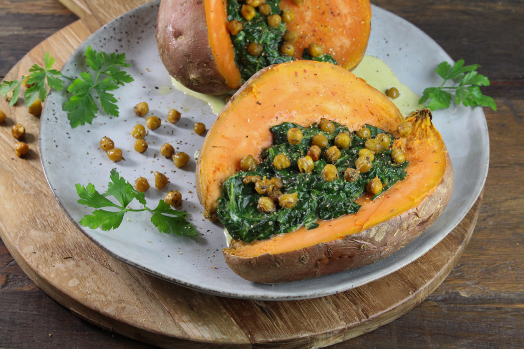 Rezept: Gebackene Süßkartoffeln gesund &amp; lecker Nur 15Min. Arbeit