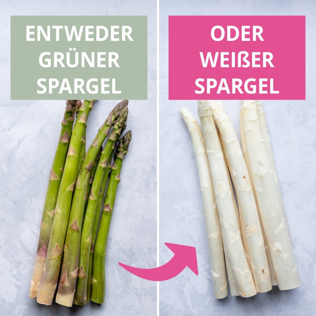 Entweder gruener Spargel oder weisser Spargel