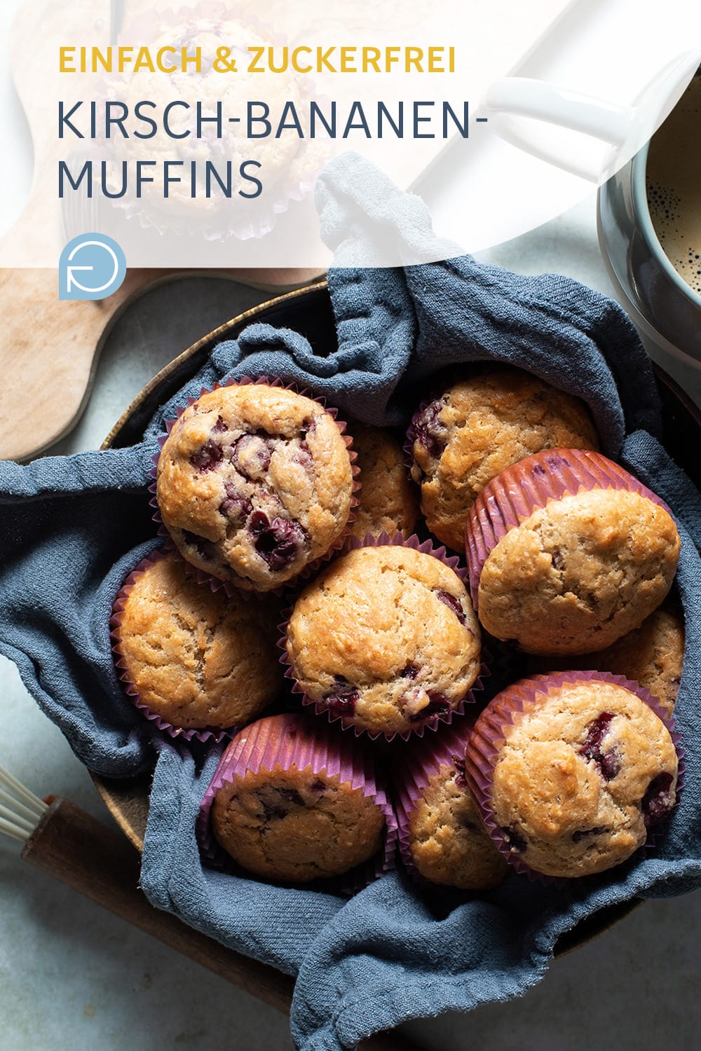 Rezept » Kirsch-Bananen-Muffins ohne Zucker, nur 7 Zutaten