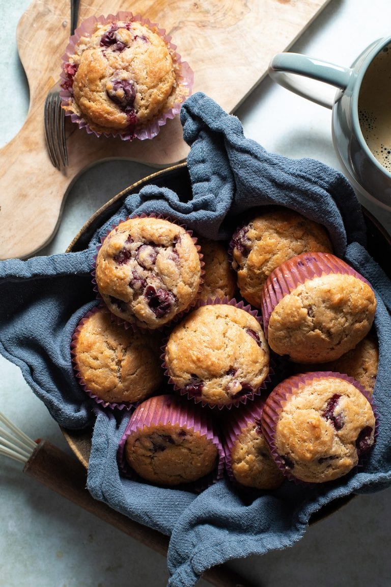 Rezept » Kirsch-Bananen-Muffins ohne Zucker, nur 7 Zutaten