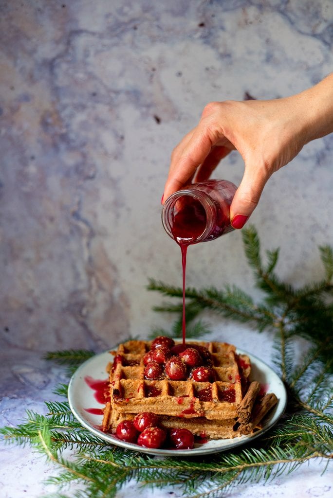 Lebkuchenwaffeln mit Kirsch Kompott04