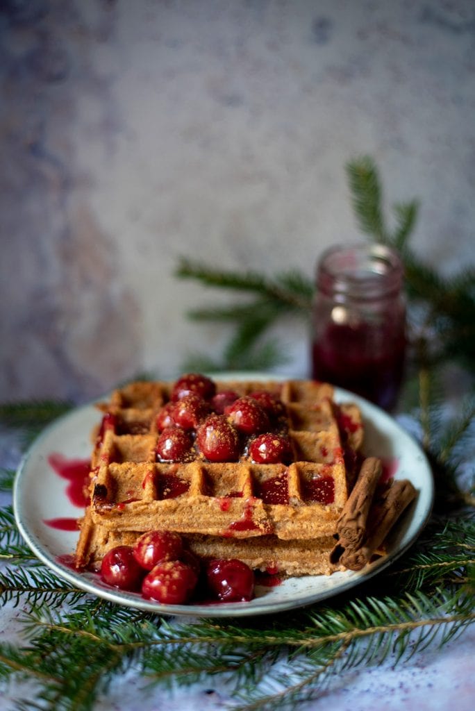 Lebkuchenwaffeln mit Kirsch Kompott05