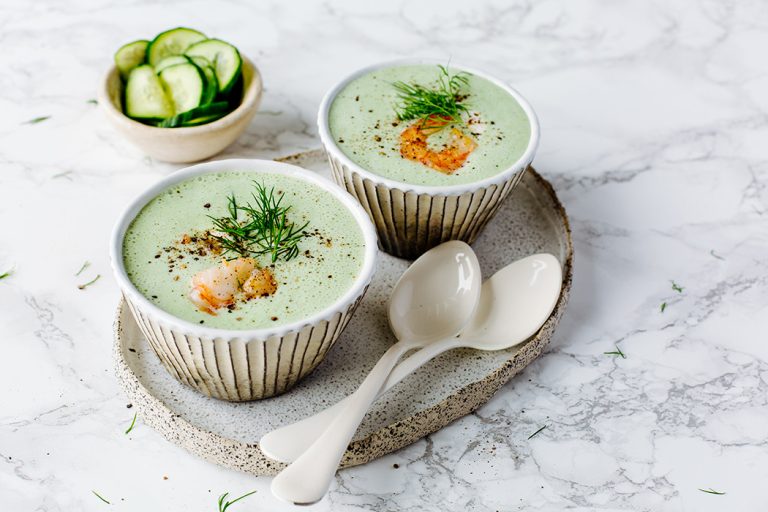 Kalte Gurkensuppe mit Garnelen04